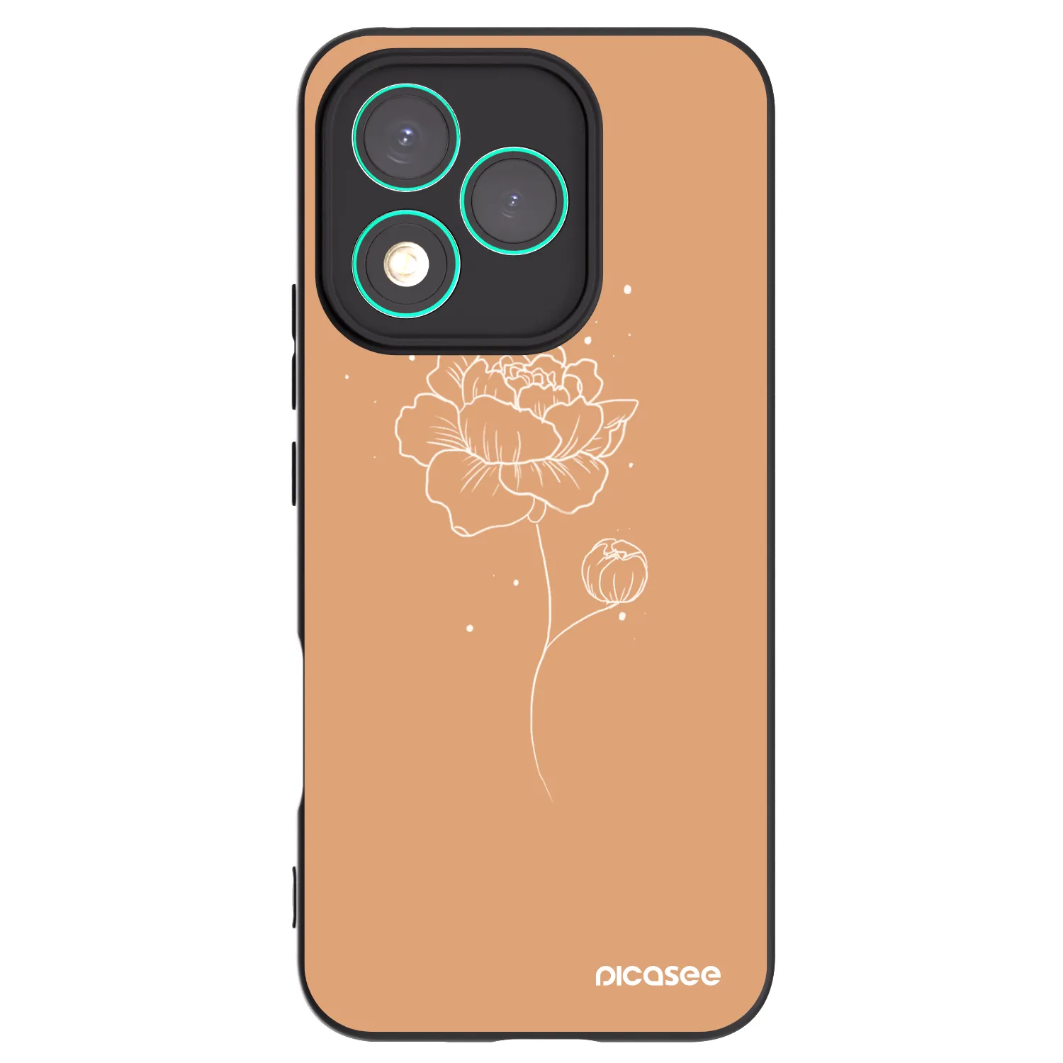 Picasee Μαύρη θήκη σιλικόνης για Honor 400 Lite 5G - Peonies