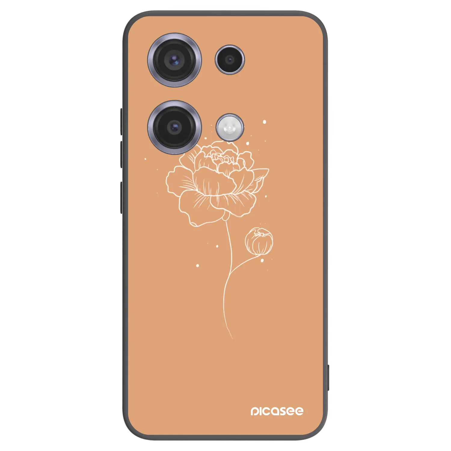 Picasee Μαύρη θήκη σιλικόνης για Xiaomi Redmi Note 14S - Peonies