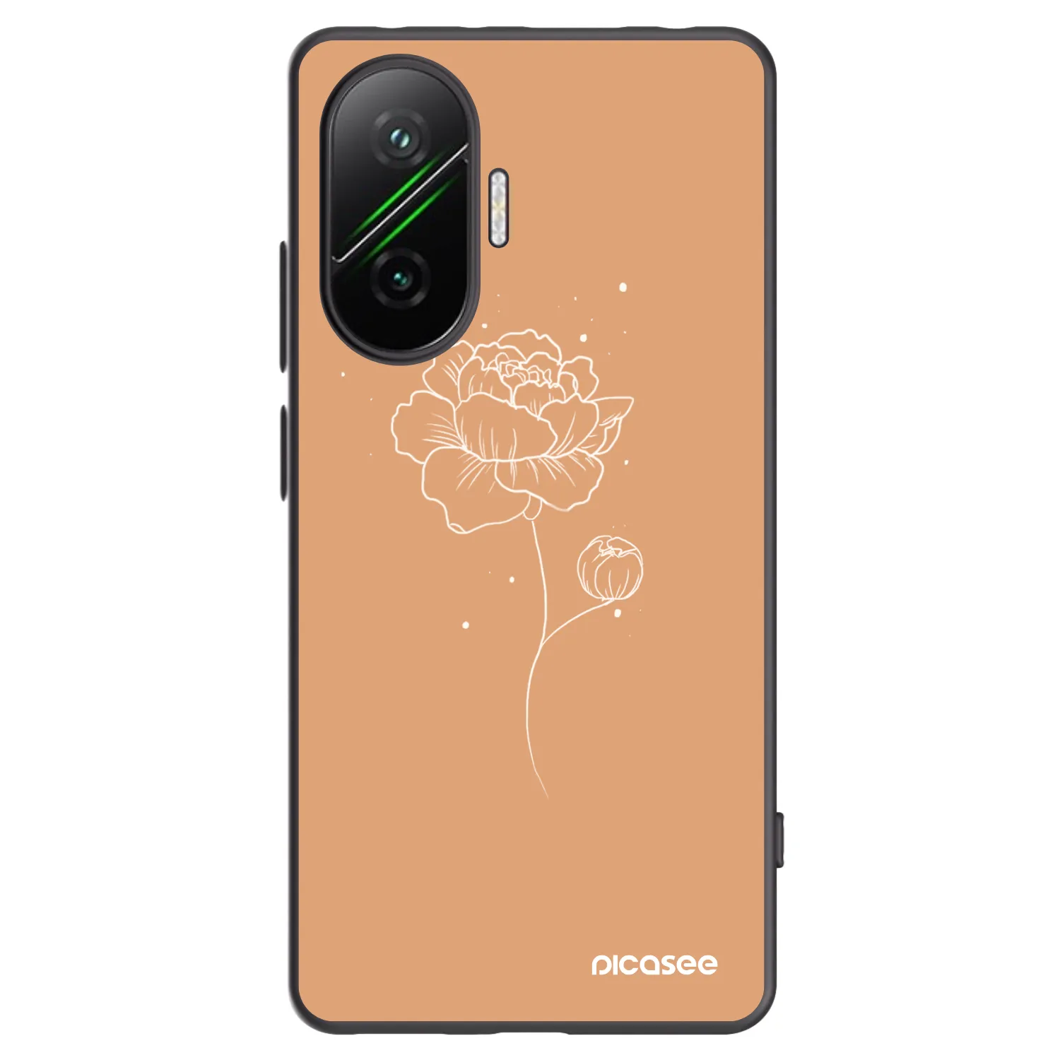 Picasee Μαύρη θήκη σιλικόνης για Xiaomi Poco F7 5G - Peonies