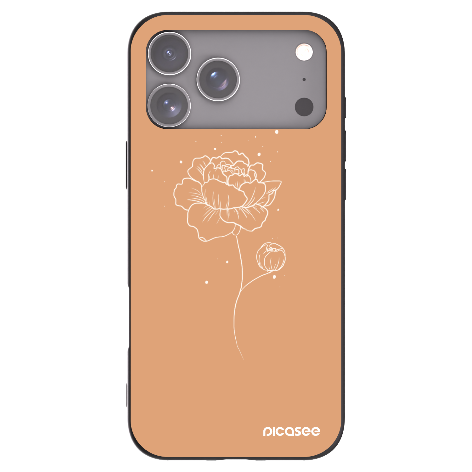 Picasee Μαύρη θήκη σιλικόνης για Apple iPhone 17 Pro Max - Peonies