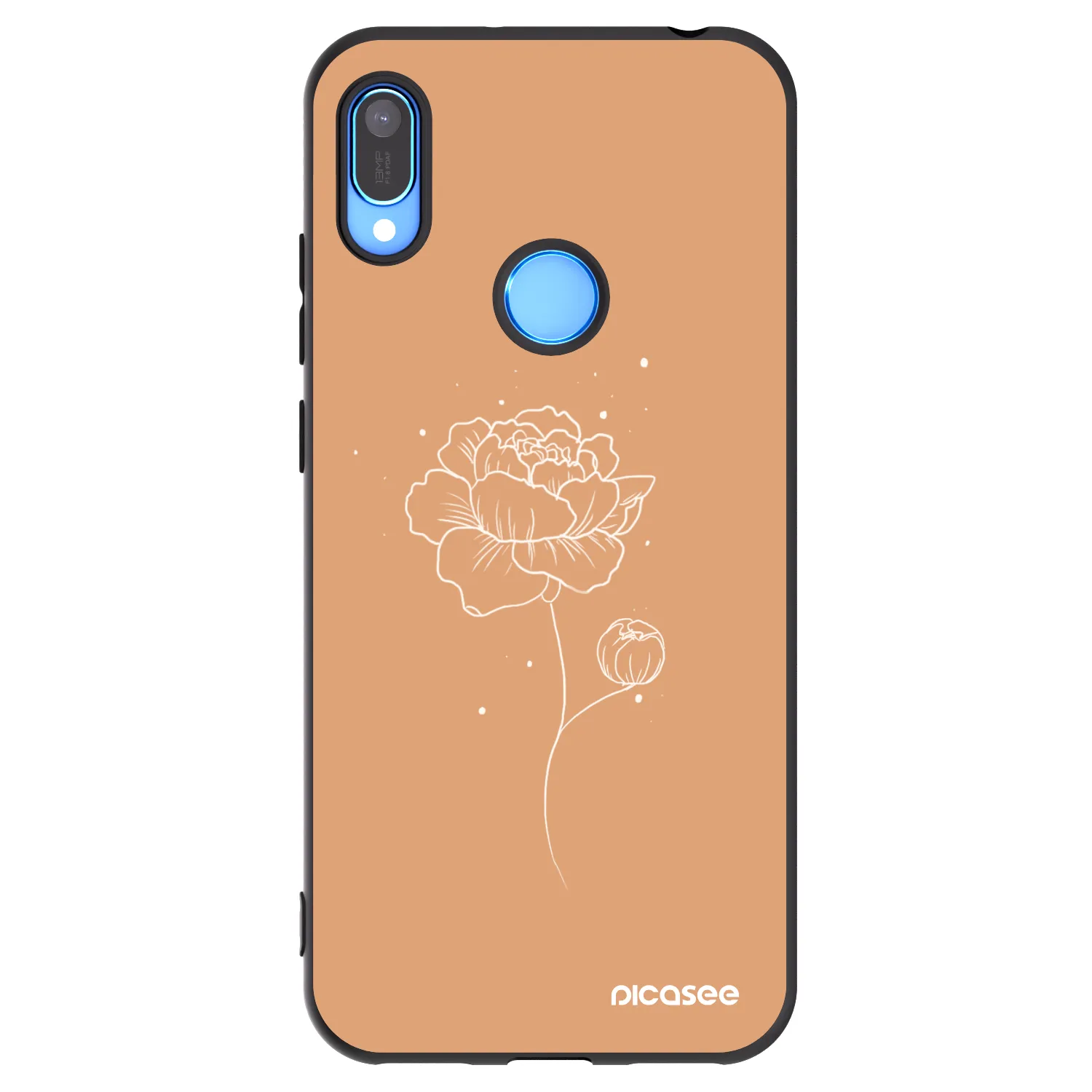 Picasee Μαύρη θήκη σιλικόνης για Huawei Y6 2019 - Peonies