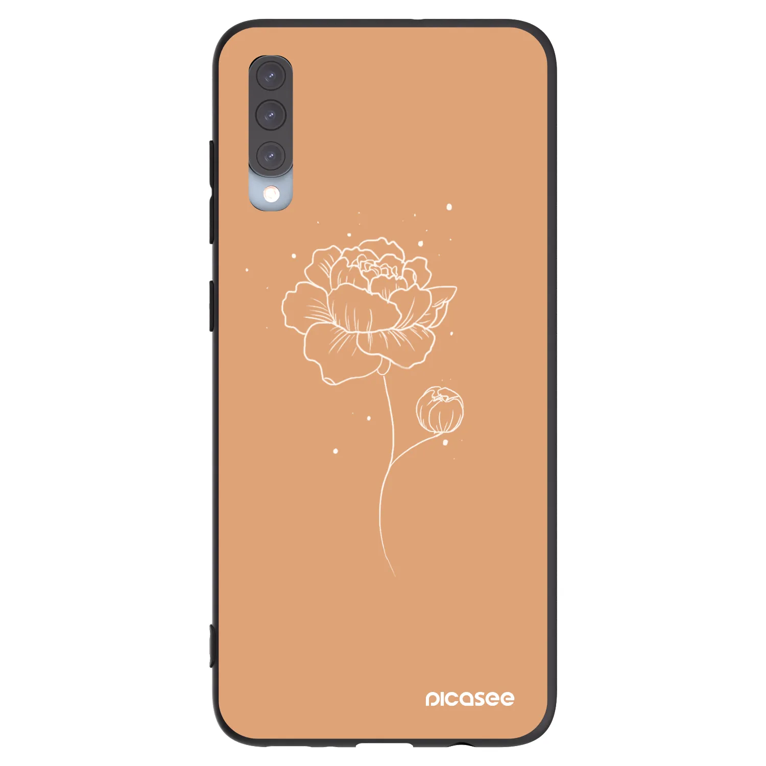 Picasee Μαύρη θήκη σιλικόνης για Samsung Galaxy A70 A705F - Peonies