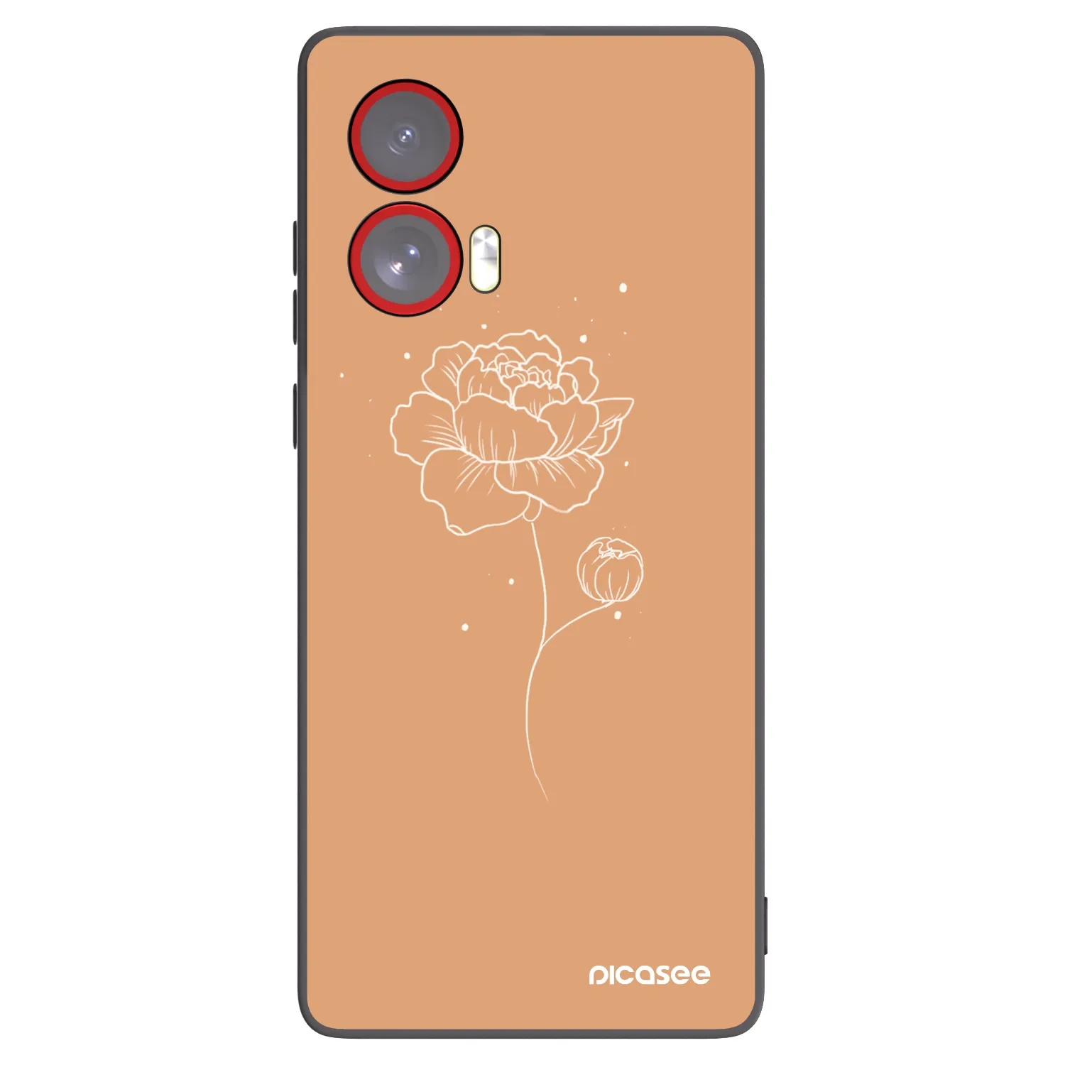 Picasee Μαύρη θήκη σιλικόνης για Motorola Edge 50 Fusion - Peonies