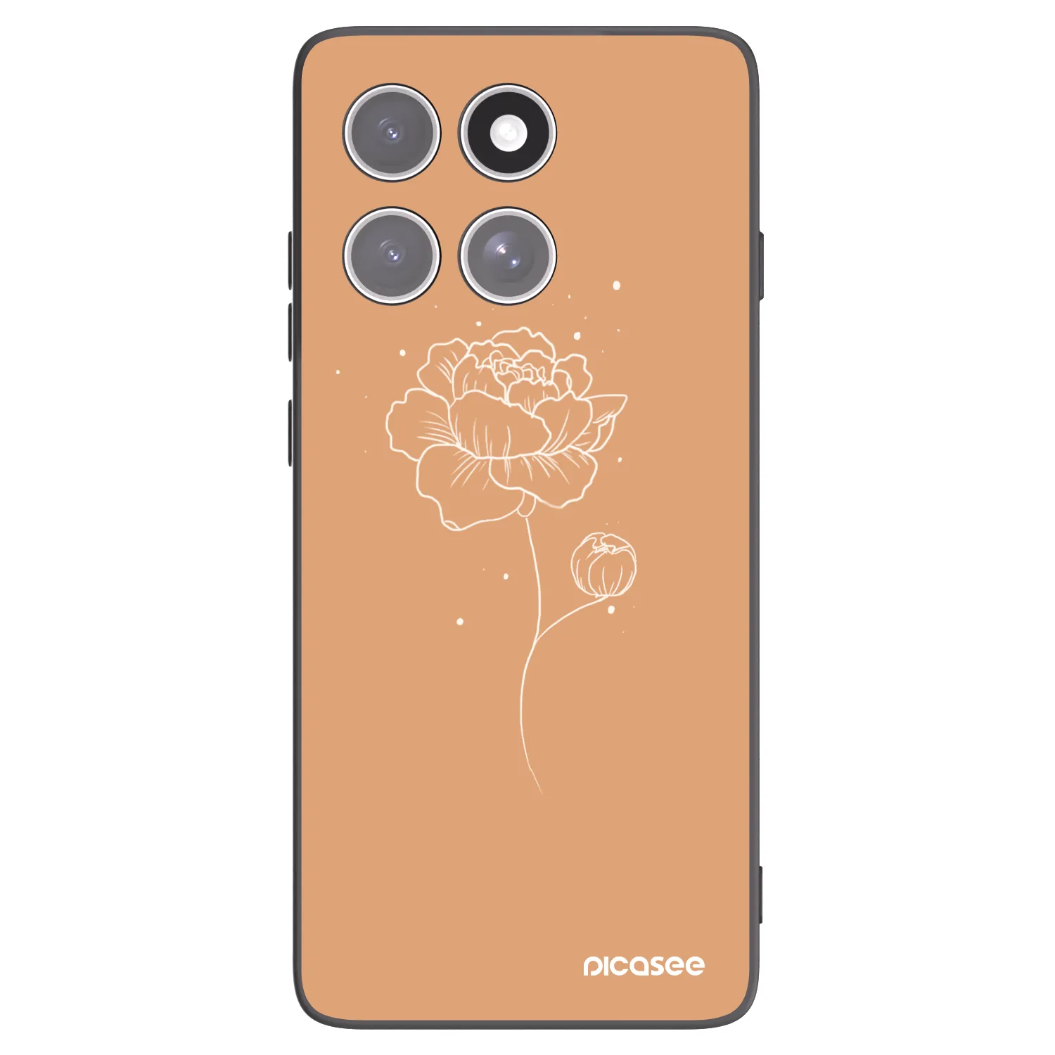 Picasee Μαύρη θήκη σιλικόνης για Motorola Edge 60 Fusion - Peonies