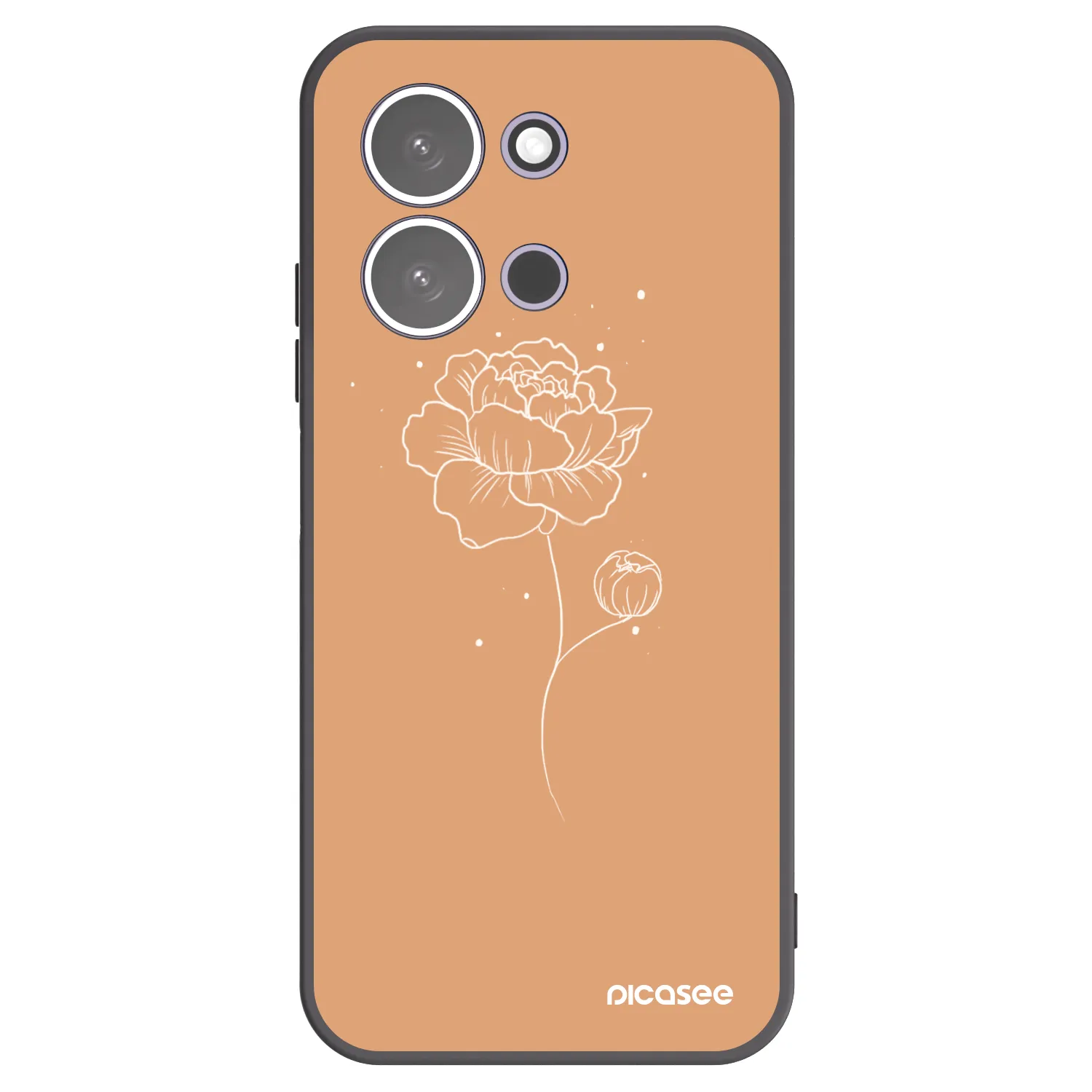 Picasee Μαύρη θήκη σιλικόνης για Xiaomi Redmi 15C 5G - Peonies