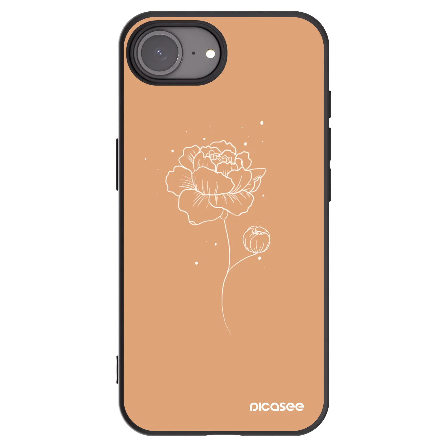 Picasee Μαύρη θήκη σιλικόνης για Apple iPhone 17e - Peonies