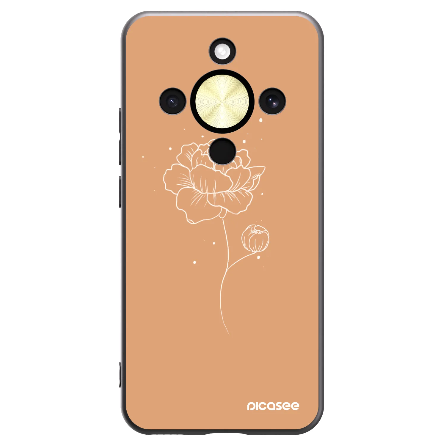 Picasee Μαύρη θήκη σιλικόνης για Honor Magic8 Lite 5G - Peonies
