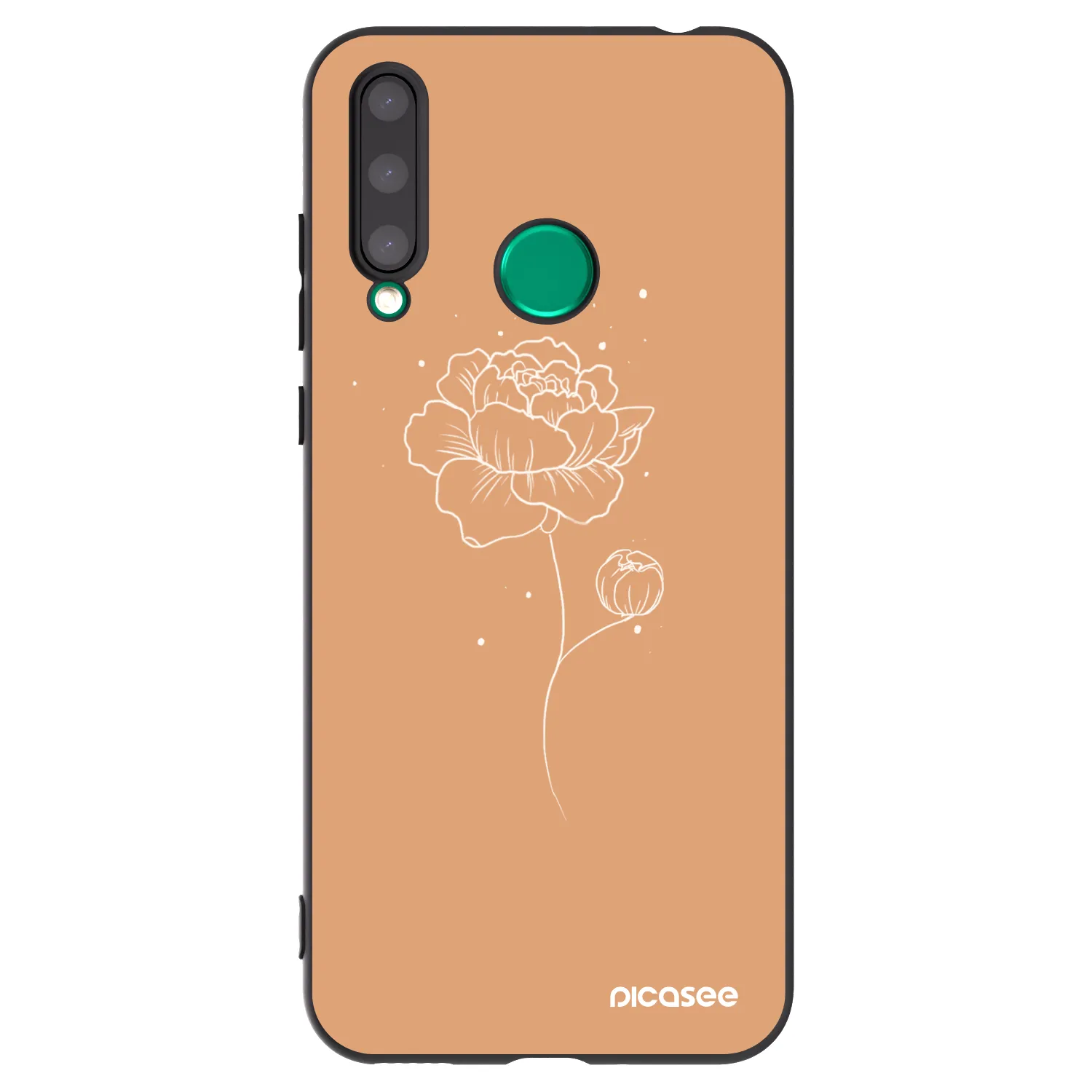 Picasee Μαύρη θήκη σιλικόνης για Honor 20 Lite - Peonies