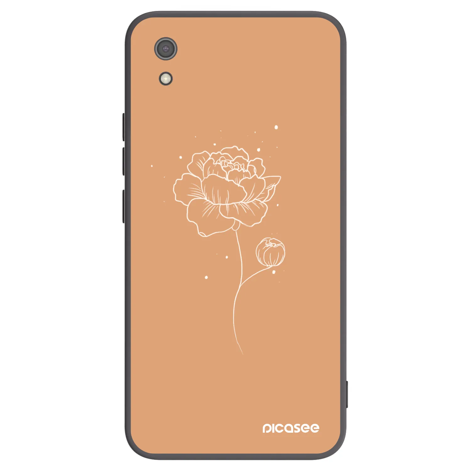 Picasee Μαύρη θήκη σιλικόνης για Xiaomi Redmi 7A - Peonies