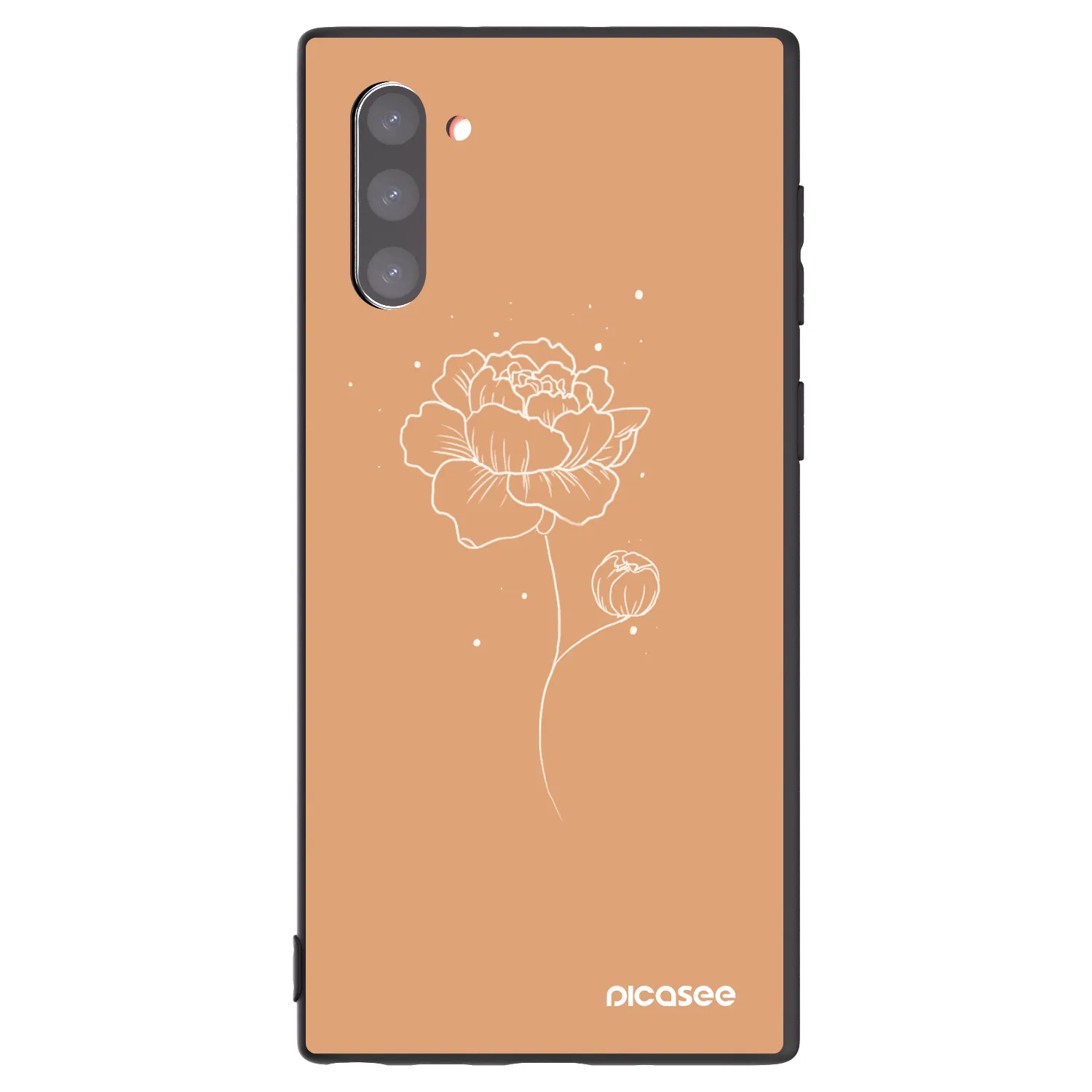 Picasee Μαύρη θήκη σιλικόνης για Samsung Galaxy Note 10 N970F - Peonies