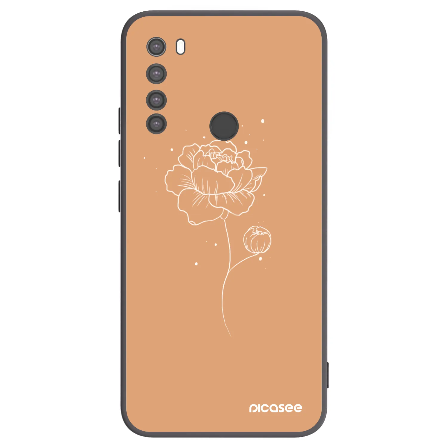 Picasee Μαύρη θήκη σιλικόνης για Xiaomi Redmi Note 8 - Peonies