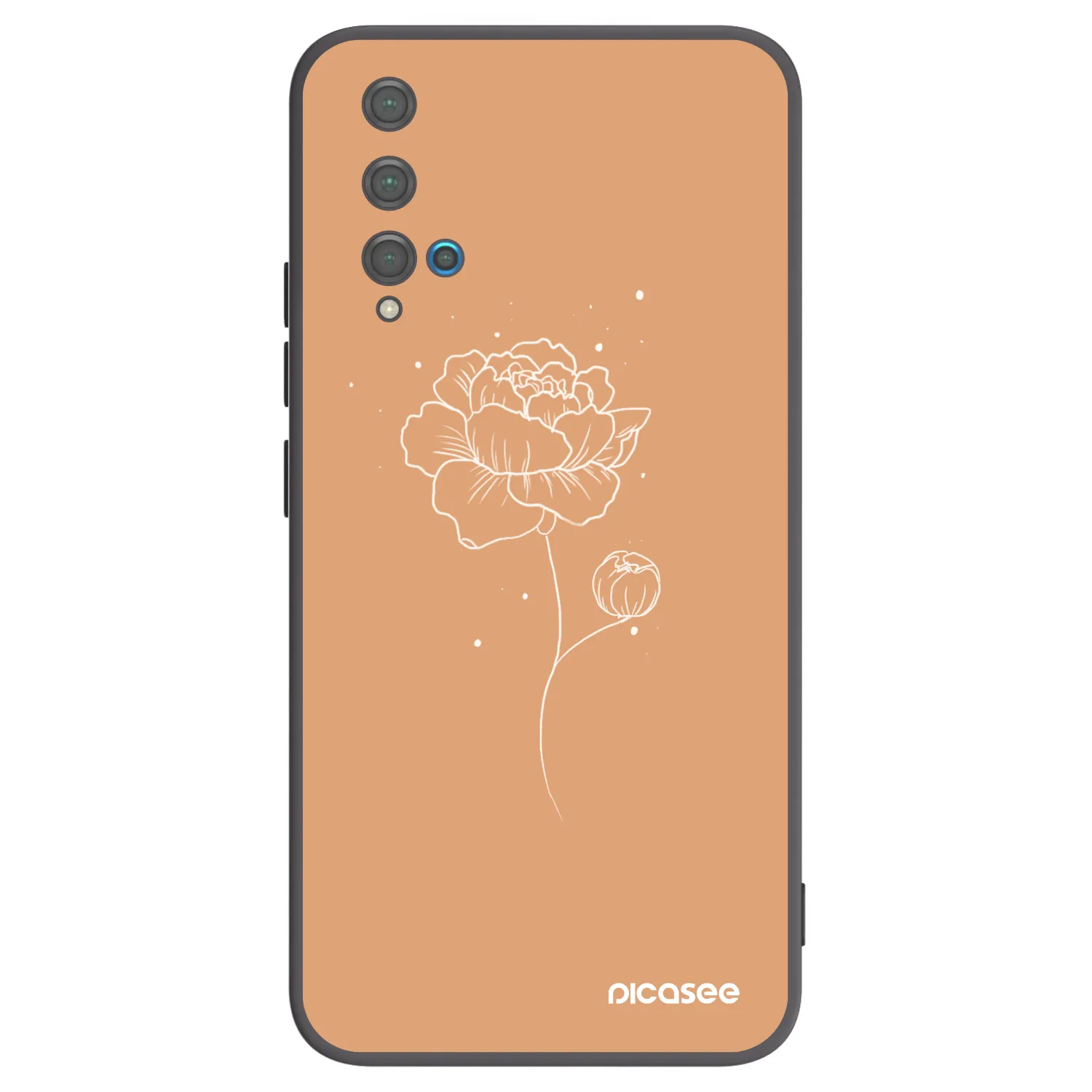 Picasee Μαύρη θήκη σιλικόνης για Huawei Nova 5T - Peonies