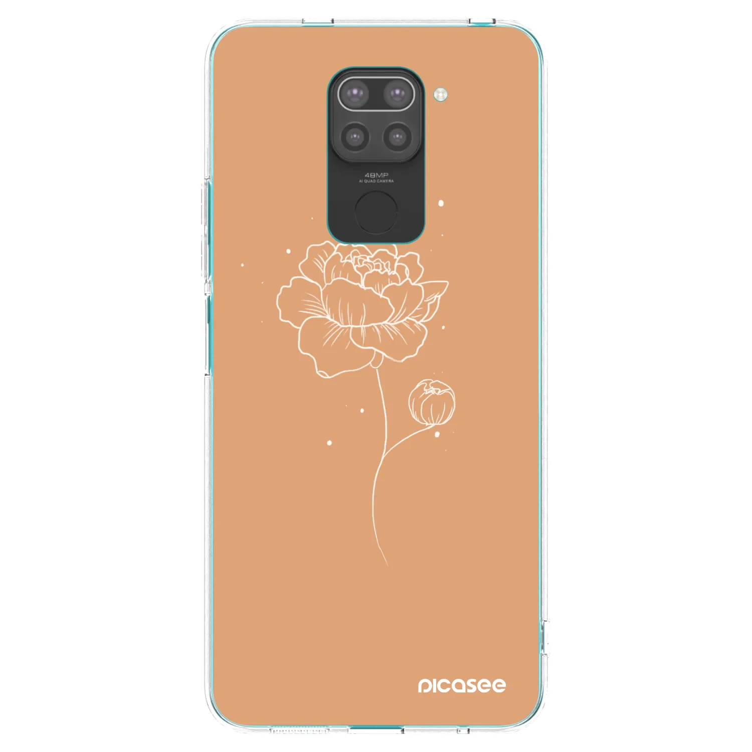 Picasee Μαύρη θήκη σιλικόνης για Xiaomi Redmi Note 9 - Peonies