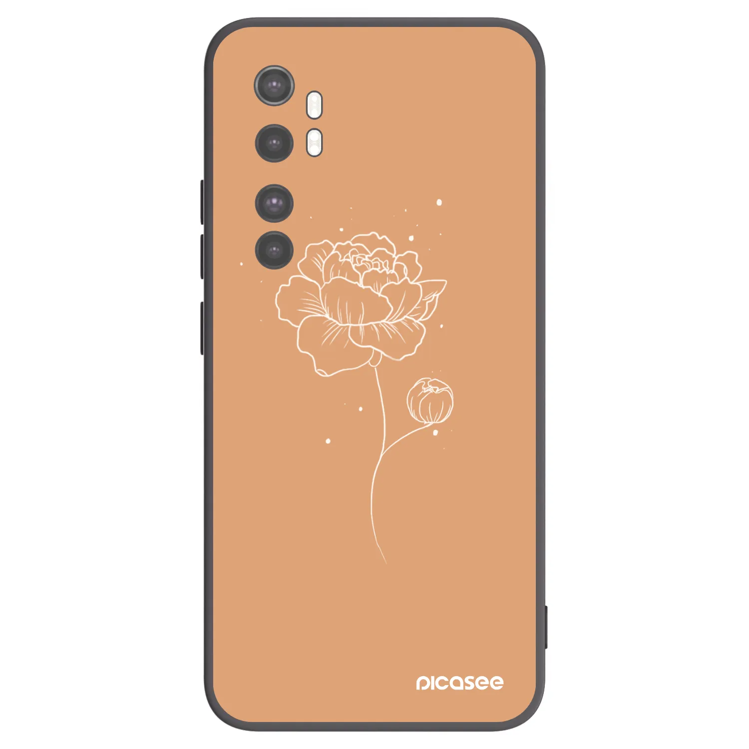 Picasee Μαύρη θήκη σιλικόνης για Xiaomi Mi Note 10 Lite - Peonies