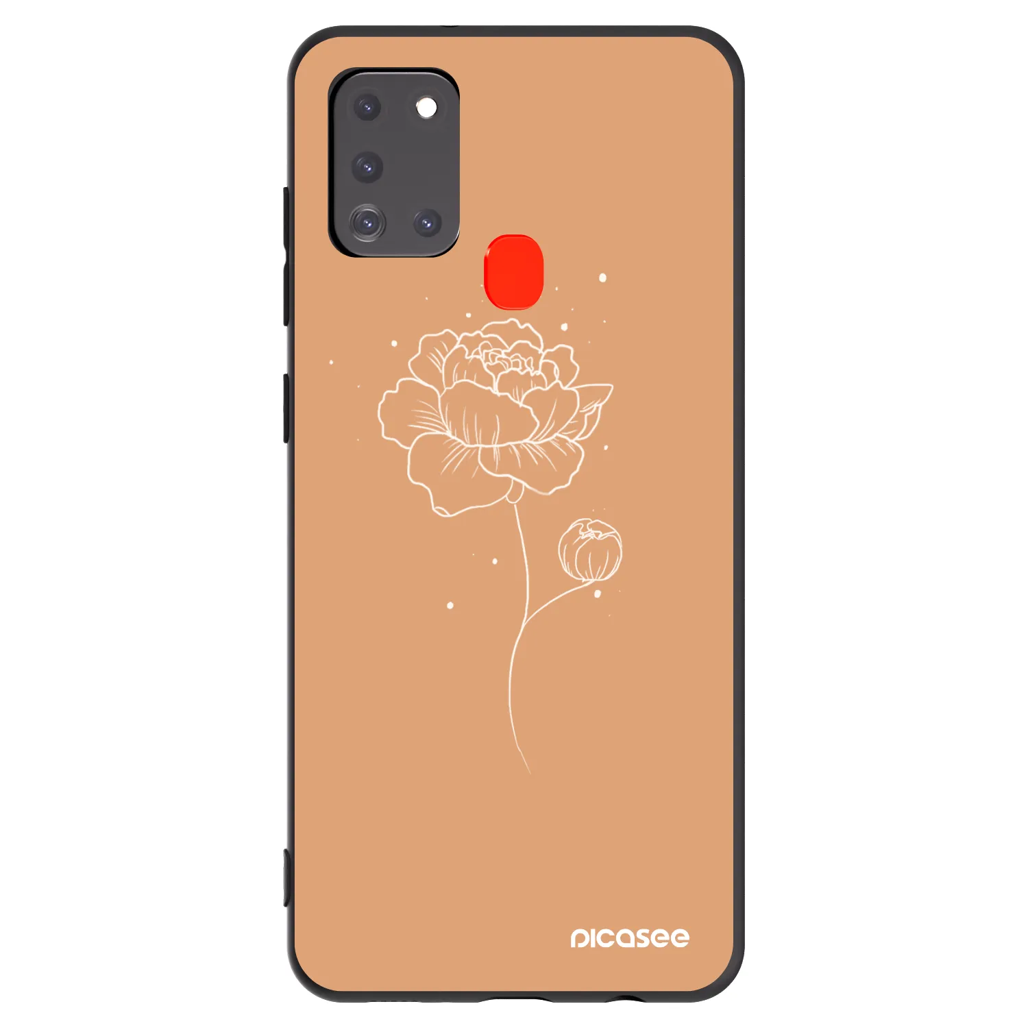 Picasee Μαύρη θήκη σιλικόνης για Samsung Galaxy A21s - Peonies