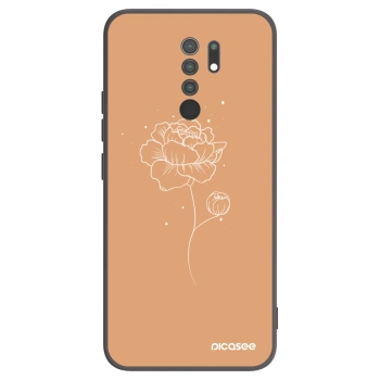 Picasee Μαύρη θήκη σιλικόνης για Xiaomi Redmi 9 - Peonies