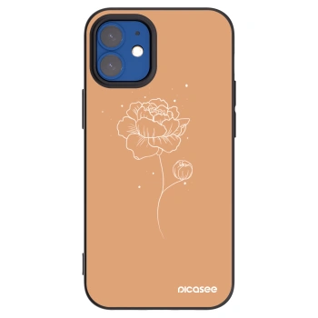 Picasee Μαύρη θήκη σιλικόνης για Apple iPhone 12 mini - Peonies