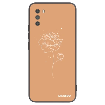 Picasee Μαύρη θήκη σιλικόνης για Xiaomi Poco M3 - Peonies