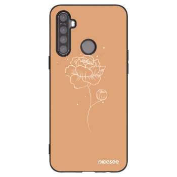 Picasee Μαύρη θήκη σιλικόνης για Realme 5 - Peonies