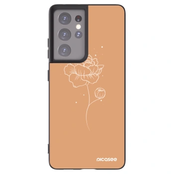 Picasee Μαύρη θήκη σιλικόνης για Samsung Galaxy S21 Ultra 5G G998B - Peonies