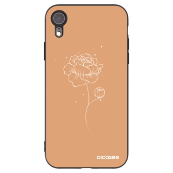 Picasee Μαύρη θήκη σιλικόνης για Apple iPhone XR - Peonies