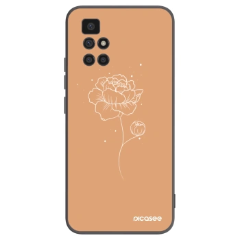 Picasee Μαύρη θήκη σιλικόνης για Xiaomi Redmi 10 - Peonies