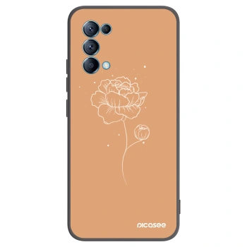 Picasee Μαύρη θήκη σιλικόνης για OPPO Reno 5 5G - Peonies