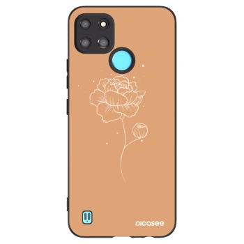 Picasee Μαύρη θήκη σιλικόνης για Realme C21Y - Peonies