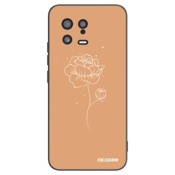 Picasee Μαύρη θήκη σιλικόνης για Xiaomi 13 - Peonies