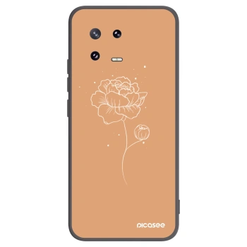 Picasee Μαύρη θήκη σιλικόνης για Xiaomi 13 Pro - Peonies