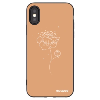 Picasee Μαύρη θήκη σιλικόνης για Apple iPhone X/XS - Peonies