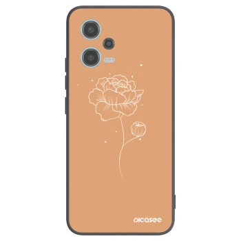 Picasee Μαύρη θήκη σιλικόνης για Xiaomi Redmi Note 12 5G - Peonies