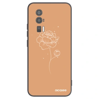 Picasee Μαύρη θήκη σιλικόνης για Xiaomi Poco F5 Pro 5G - Peonies