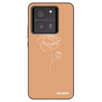 Picasee Μαύρη θήκη σιλικόνης για Xiaomi 13T Pro - Peonies