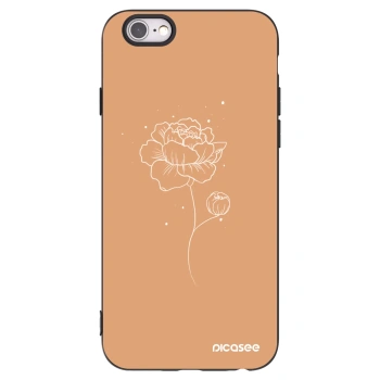 Picasee Μαύρη θήκη σιλικόνης για Apple iPhone 6/6S - Peonies