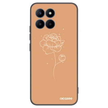 Picasee Μαύρη θήκη σιλικόνης για Honor 70 Lite - Peonies