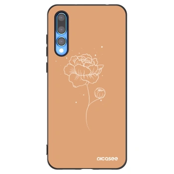 Picasee Μαύρη θήκη σιλικόνης για Huawei P20 Pro - Peonies