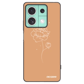 Picasee Μαύρη θήκη σιλικόνης για Xiaomi Redmi Note 13 5G - Peonies