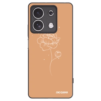 Picasee Μαύρη θήκη σιλικόνης για Xiaomi Redmi Note 13 4G - Peonies