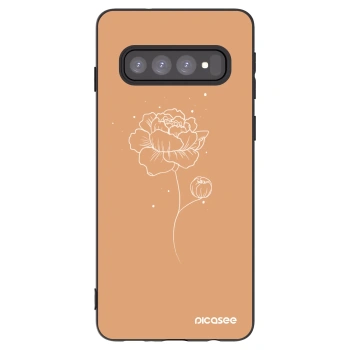 Picasee Μαύρη θήκη σιλικόνης για Samsung Galaxy S10 G973 - Peonies