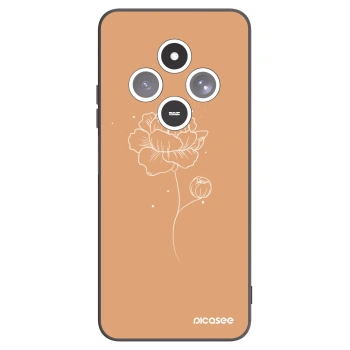 Picasee Μαύρη θήκη σιλικόνης για Xiaomi Redmi 14C - Peonies