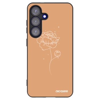Picasee Μαύρη θήκη σιλικόνης για Samsung Galaxy S25 5G - Peonies