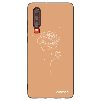 Picasee Μαύρη θήκη σιλικόνης για Huawei P30 - Peonies