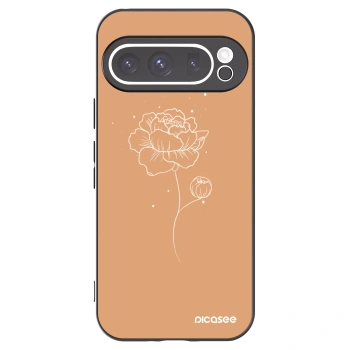 Picasee Μαύρη θήκη σιλικόνης για Google Pixel 9 Pro XL - Peonies