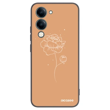 Picasee Μαύρη θήκη σιλικόνης για Vivo Y29s 5G - Peonies