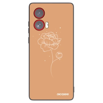 Picasee Μαύρη θήκη σιλικόνης για Motorola Edge 50 Fusion - Peonies