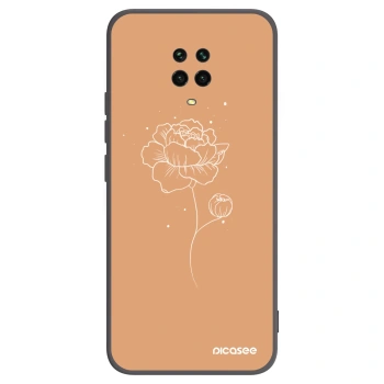 Picasee Μαύρη θήκη σιλικόνης για Xiaomi Redmi Note 9 Pro - Peonies
