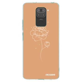 Picasee Μαύρη θήκη σιλικόνης για Xiaomi Redmi Note 9 - Peonies
