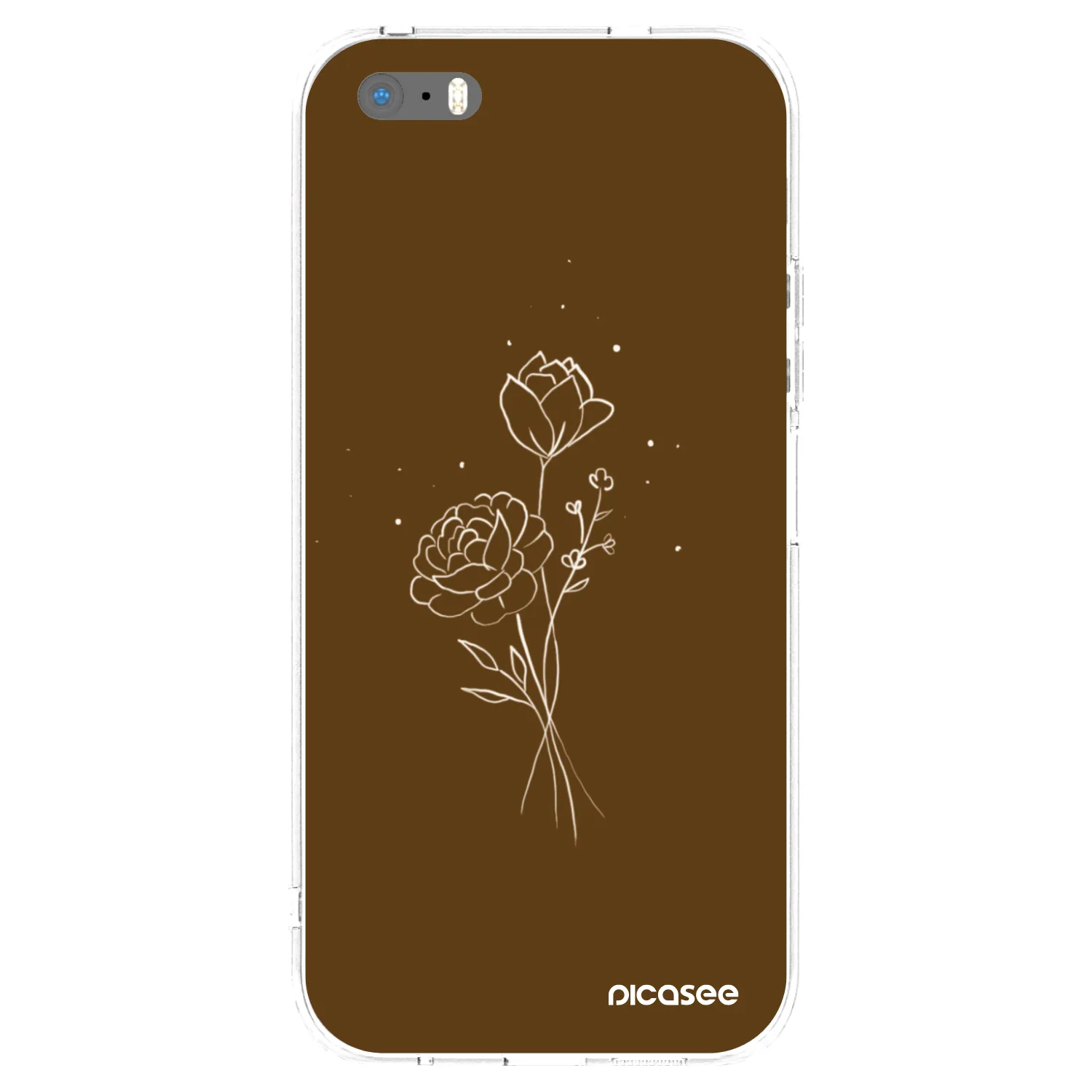 Picasee διαφανής θήκη σιλικόνης Apple iPhone 5/5S/SE - Brown flowers