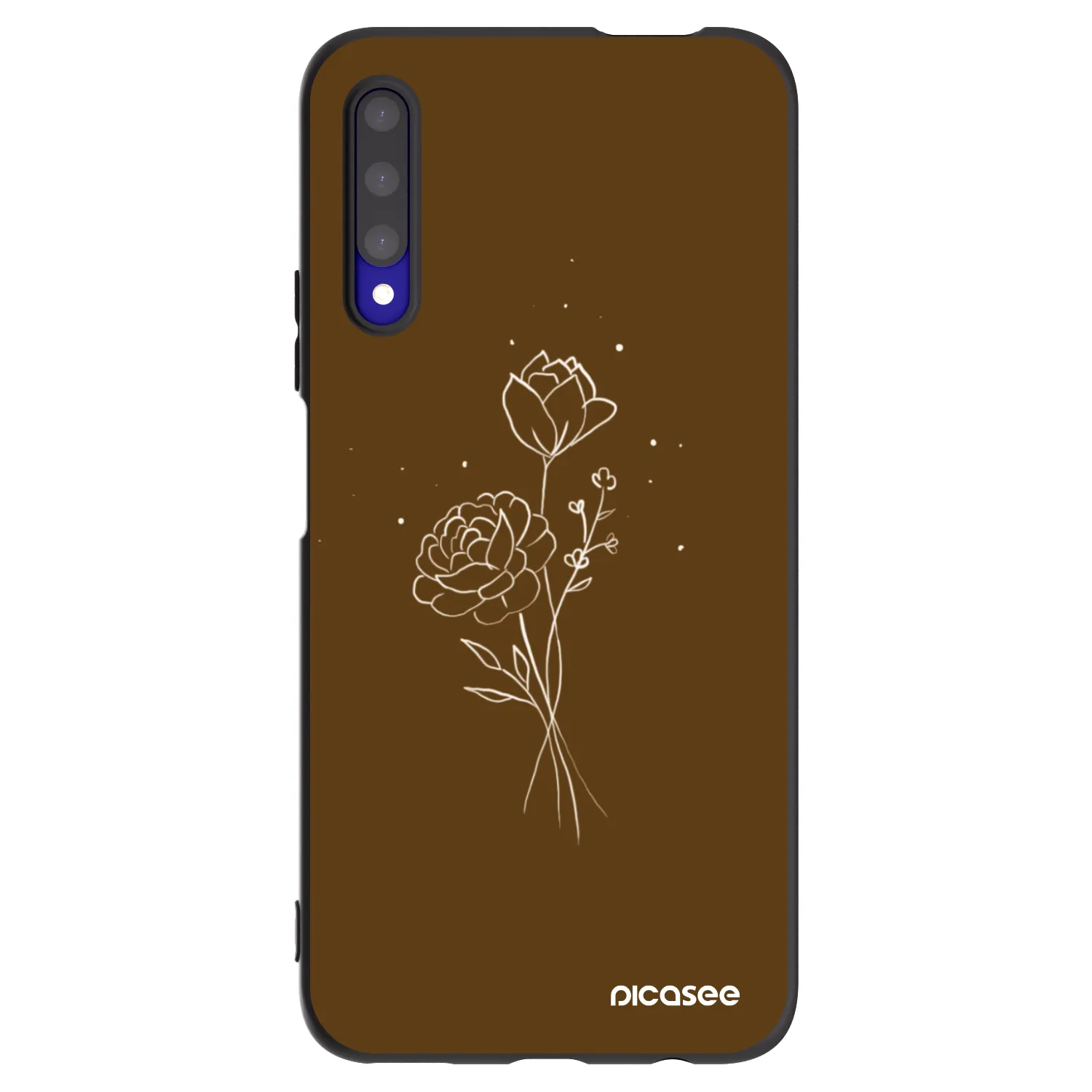 Picasee Μαύρη θήκη σιλικόνης για Honor 9X Pro - Brown flowers